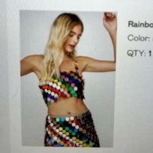 Nasty Gal Rainbow Sequin Disco Cami Top